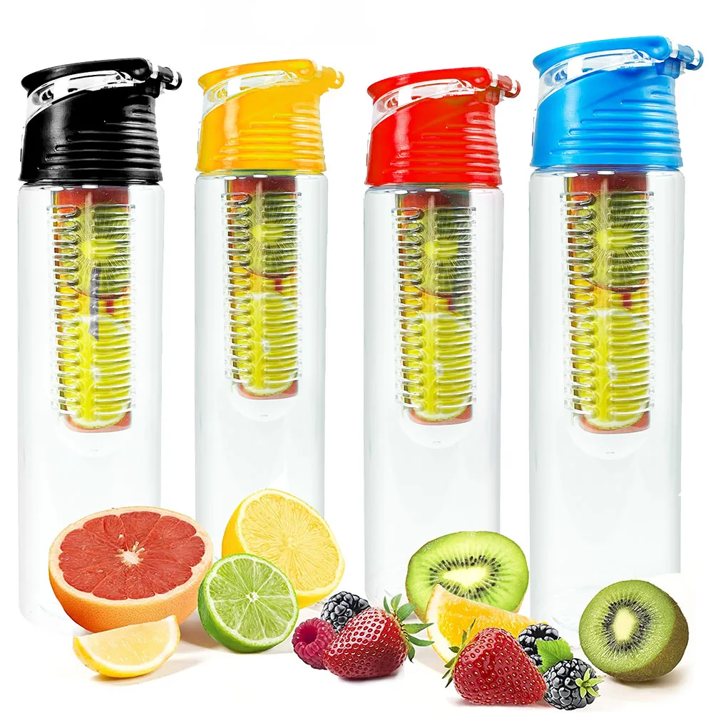 700 ML Portable Fruit Infusing Infuser Water Bottle Sports Lemon Juice Bottle Flip Lid For Kitchen Table Camping Travel Outdoor