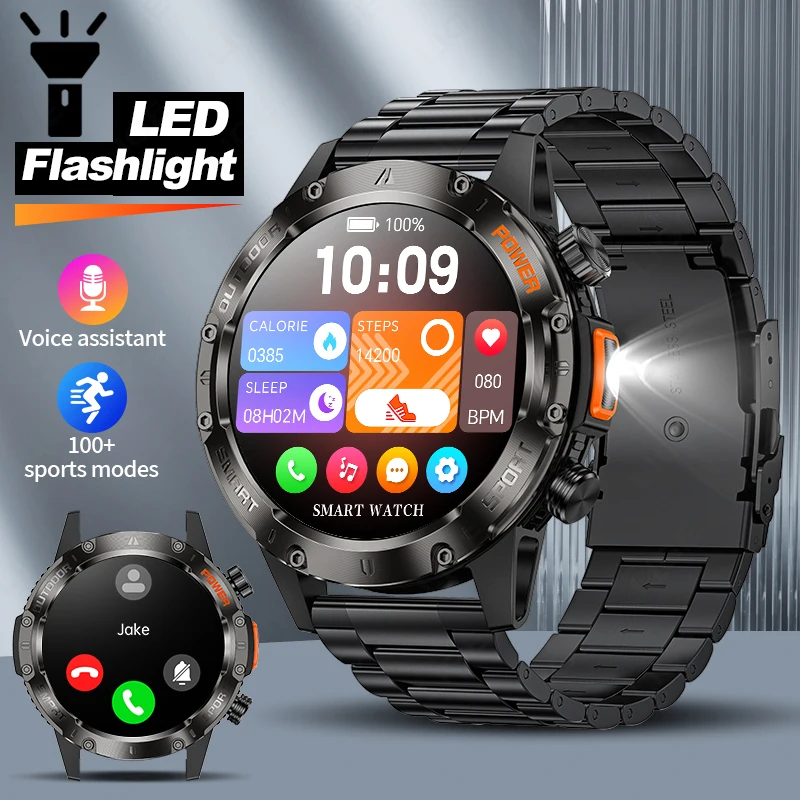 

LIGE Smart Watch Men Flashlight 1.9inch Screen Men Outdoors Sports Fitness Tracker Bluetooth Call Smartwatch 700mah Large Batter