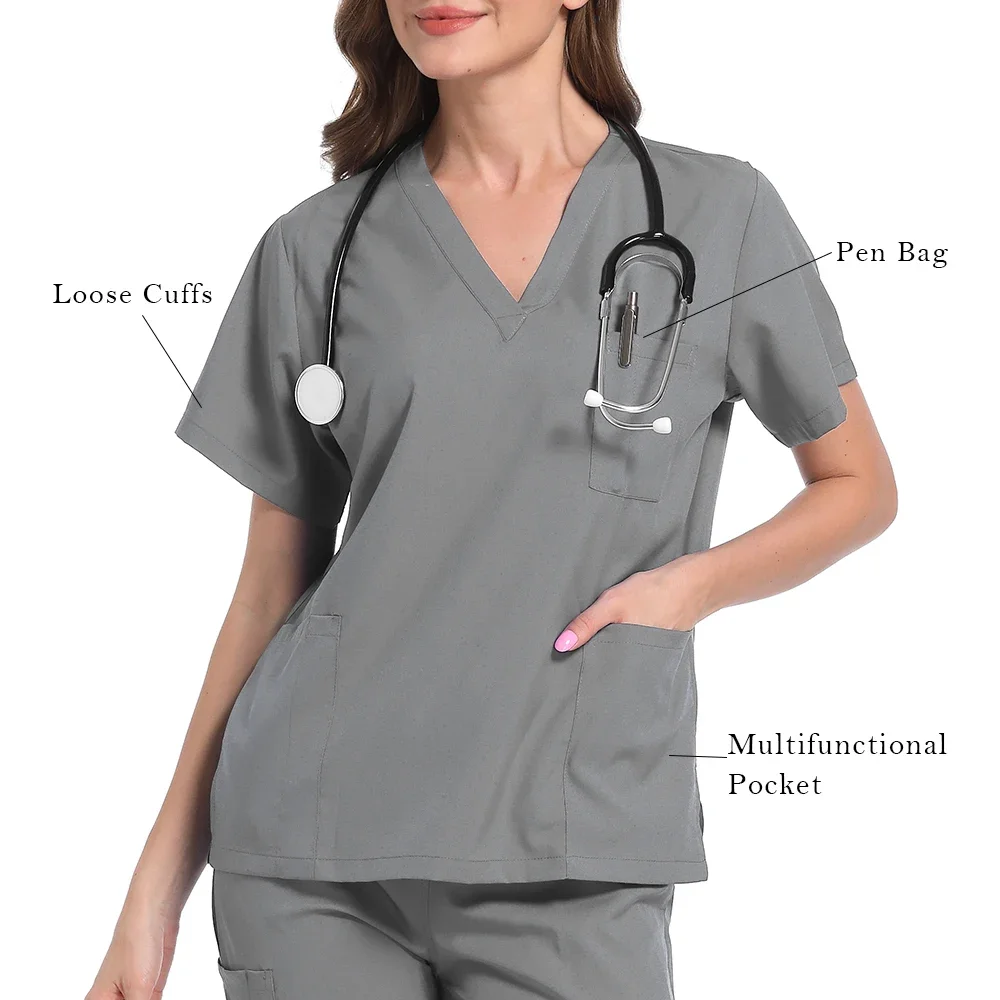 Unisex manga curta enfermeira uniforme, Medical Scrubs conjuntos, Multicolor, Hospital, Doutor, Workwear, Oral, Dental, Cirurgia