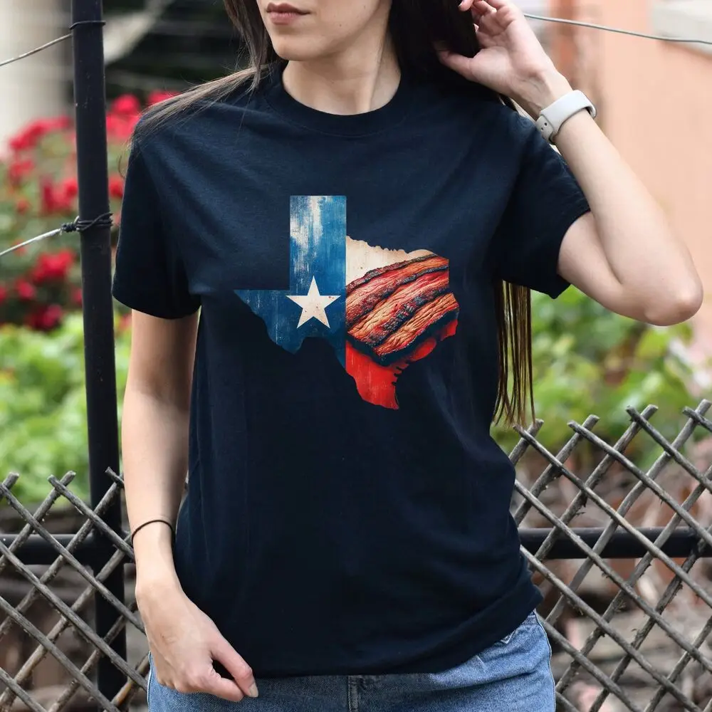 Texas state flag Barbeque Unisex T-shirt Texas beacon tee Black Navy Dark Heathe High Quality 100%Cotton Short Sleeve