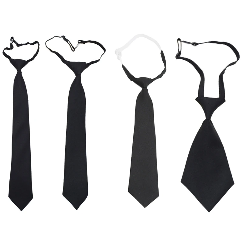 

Y166 Teens Students Shirt Necktie Male Clip Closure Lazy Uniform Detachable Collars Removable Ties Costume Accessories