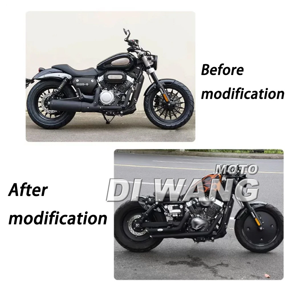 For BENDA KEEWAY V-CRUISE 125 V 302 C VH Modified Style Dual Out Stainless Steel Slant Tip Exhaust Pipe Straight Muffler