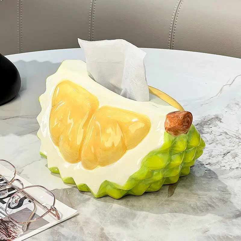 Durian tissue box, living room paper box, storage box, high-end light luxury creative 2025 new dining table tissue box