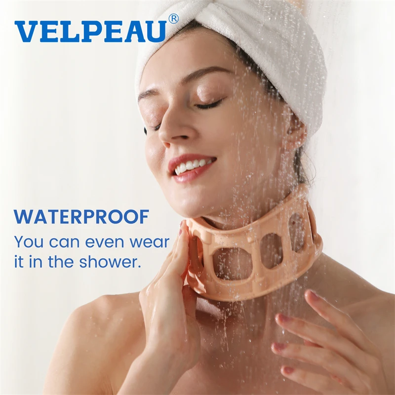 VELPEAU-Soporte de cuello de silicona para la presión de la columna vertebral, cuello Cervical rígido y alivio del dolor, transpirable e impermeable