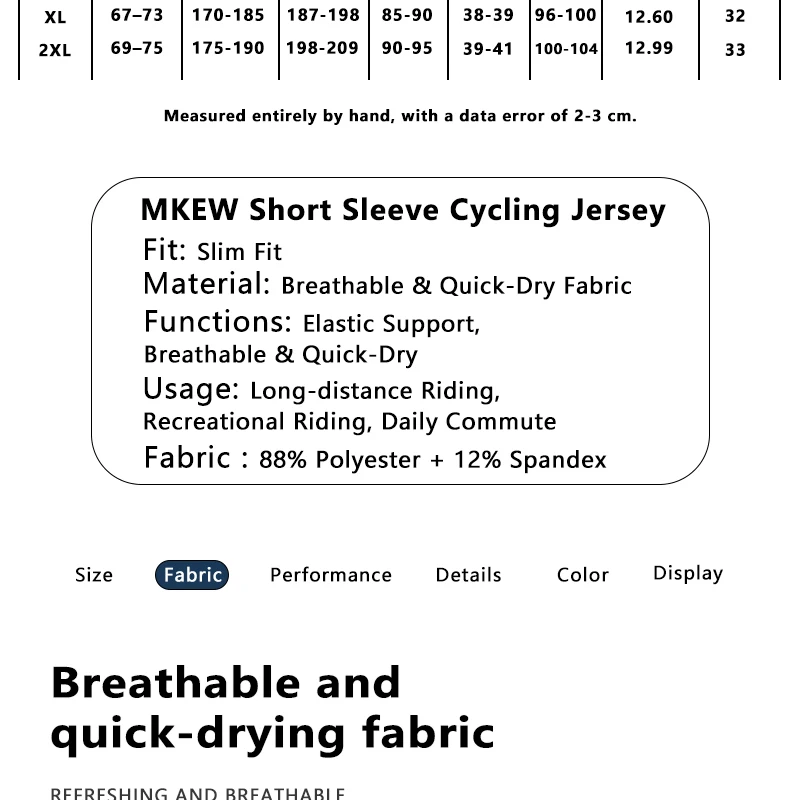 MKEW Sommer Herren Pro Radsporttrikot Atmungsaktive MTB Kurzarm-Fahrradbekleidung mit Taschen für Mountainbike und Rennrad – Detail 4