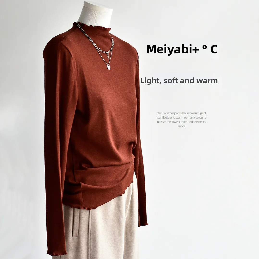 

Warmth Blossom Base Layer irt Autumn Winter Women's Faion Soft Thiened mid High Collar Loose Inner Wear Thermal Top