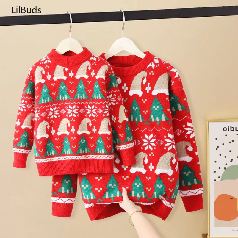 2024 Children Clothing Baby Cotton Autumn Winter Kids Christmas Tree Sweater Girls Jumper Coat Thick Wool Boys Pullover Knitwear