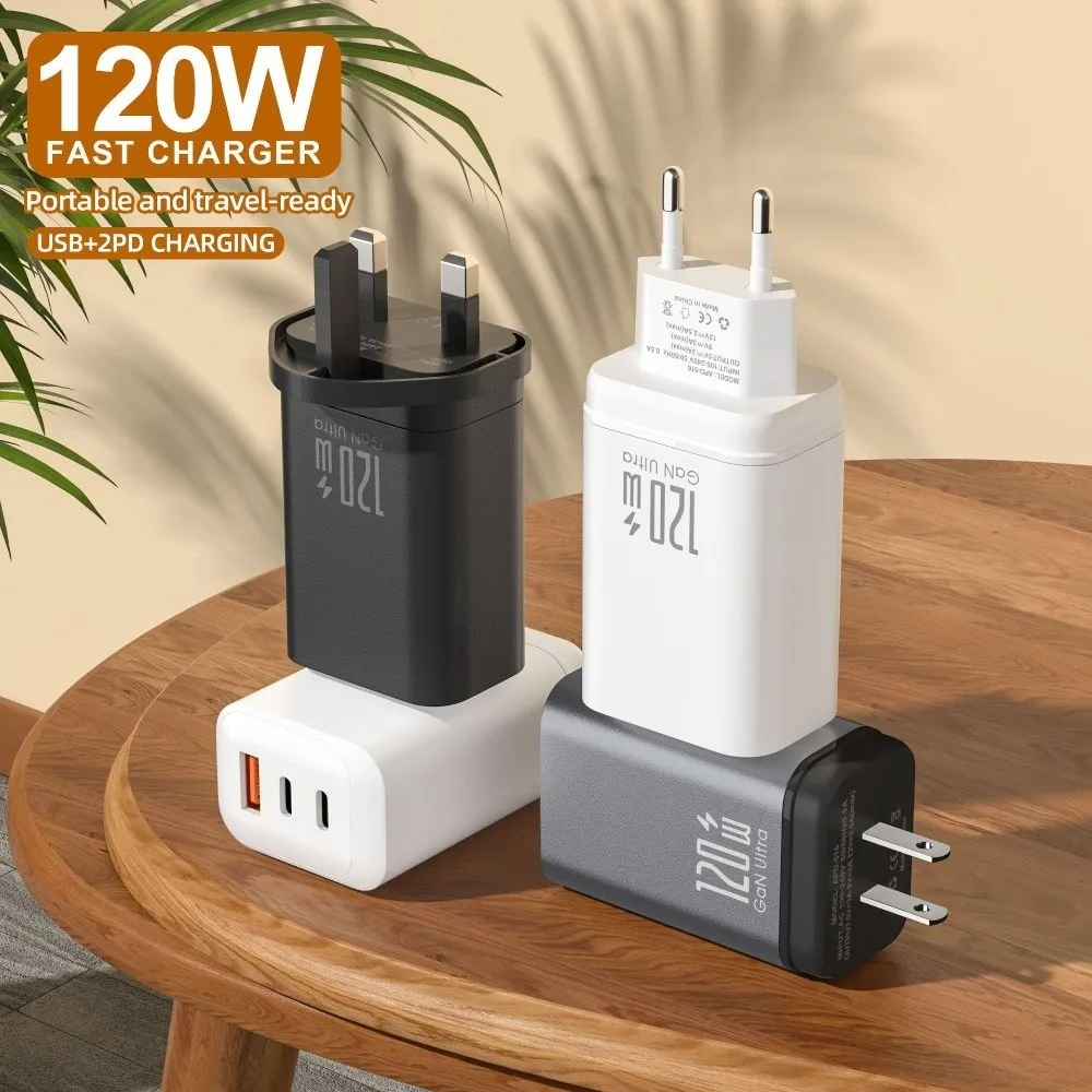 

Многопортовый разъем для зарядного устройства 120 Вт, адаптер для зарядного устройства для телефона USB A + C, быстрая зарядка PD QC3.0 для iPhone/Xiaomi/Samsung