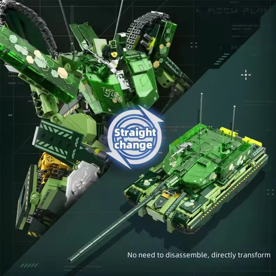 Originele Longyuan Heavy Armor Bouwstenen Transformeerbare Tank naar Armored Warrior Mecha Model Creatief Speelgoed Voor Kinderen Geschenken