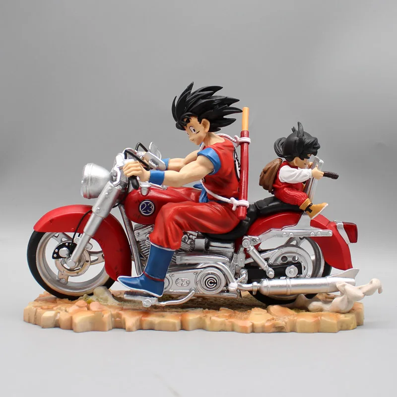 Anime Dragon Ball Collectible Gk Locomotive Motorcycle Father And Son Goku Gohan Trendy Figure Model Desktop Ornaments Toy Gift