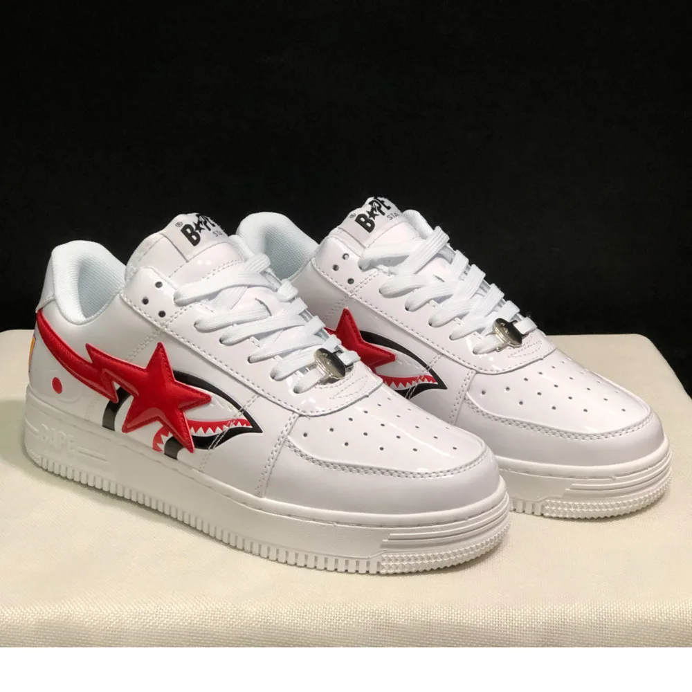 Oryginalny Bape Sta mężczyźni kobiety Shark Mouth niskie buty moda BAPESTA Casual wysokość zwiększenie unisex para WGM trampki 36-45