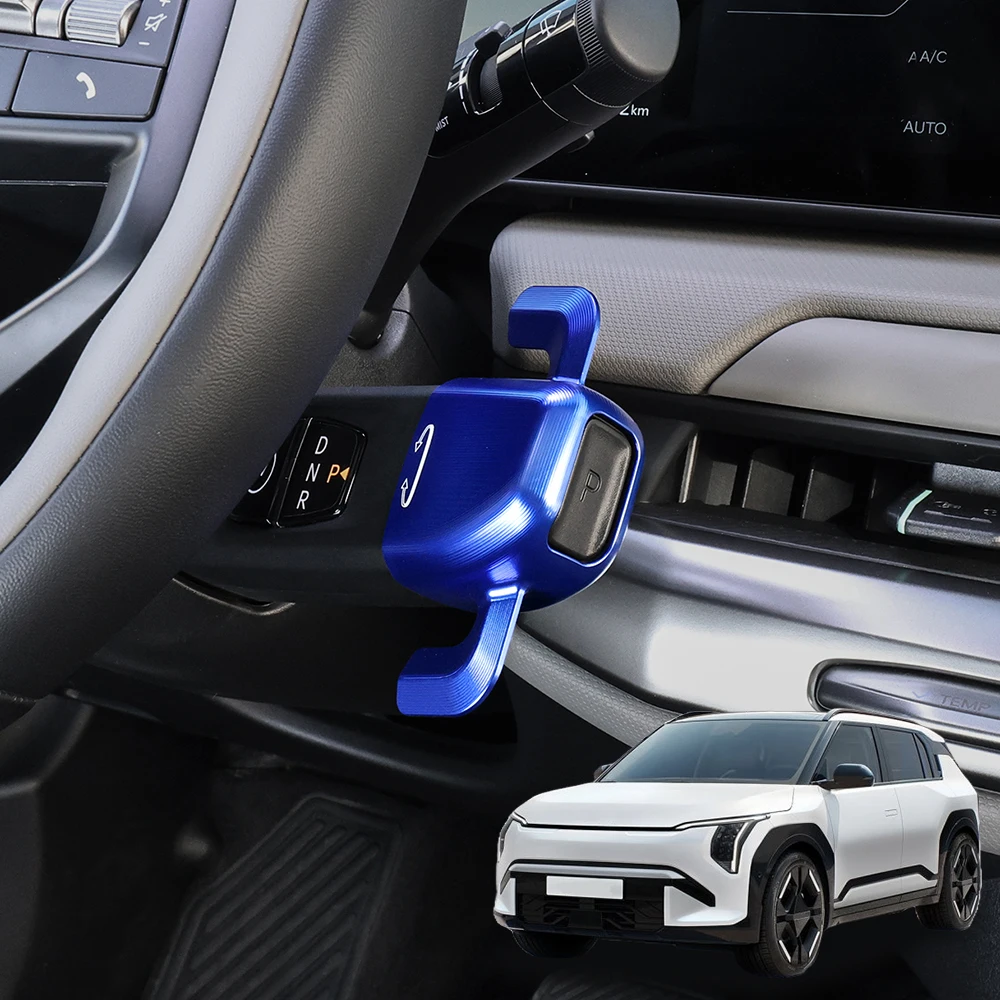 

Blue Car Aluminum Alloy Steering Wheel Gear Shift Knob Assistor Button Trim Cover For Kia EV3 2024 2025 Accessories