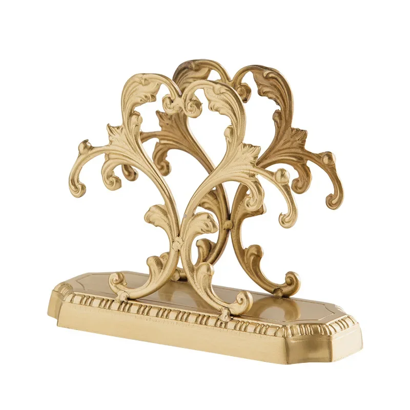 

Home retro light luxury brass dining room tissue rack storage living room dining table hand towel box