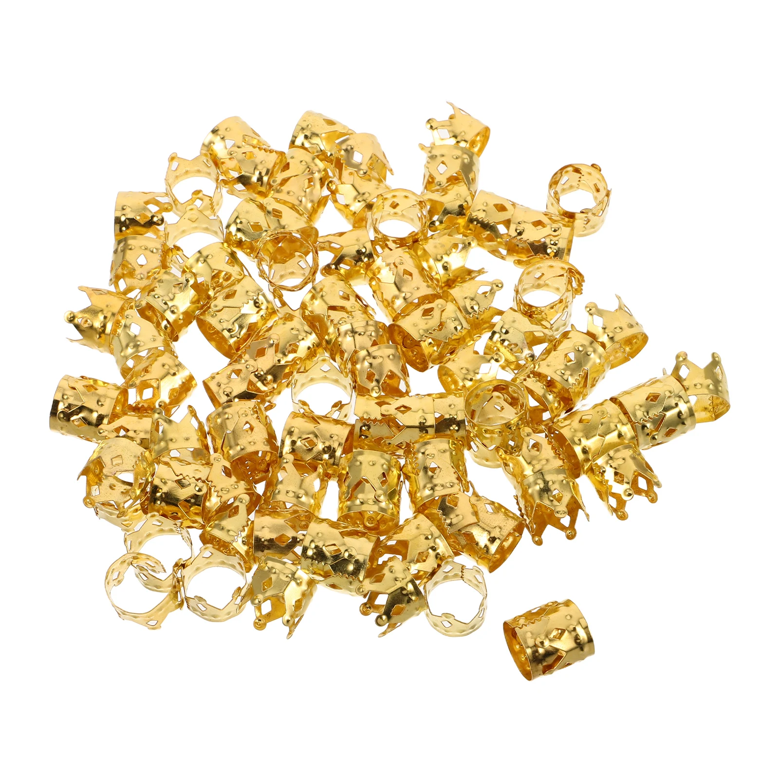 

100pcs Crown Ring Hair Accessories Golden Cuffs for Dreadlocks Women Jewelry Stylish Design Secure Fit Lightweight