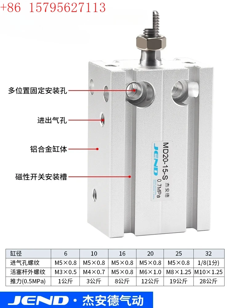2Pcs Md Pneumatic S…