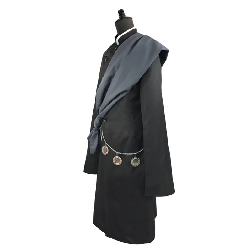 Anime Black Butler Kuroshitsuji Undertaker Cosplay Costume with Hat Halloween Carnival Roleplay Suit Black Robe Cloak Scarf Set view 6