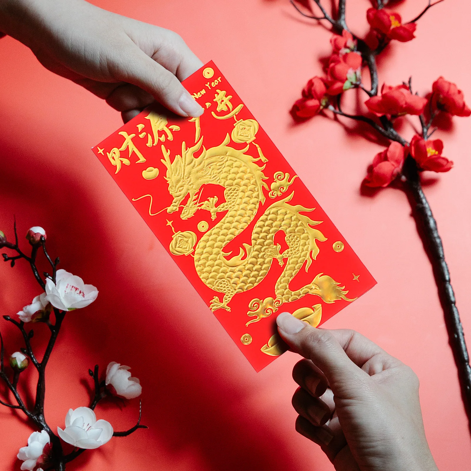 

30Pcs Red Money Envelopes Paper Chinese Lucky Cash Pockets Spring Festival 2024 Year Dragon Design Red Envelopes