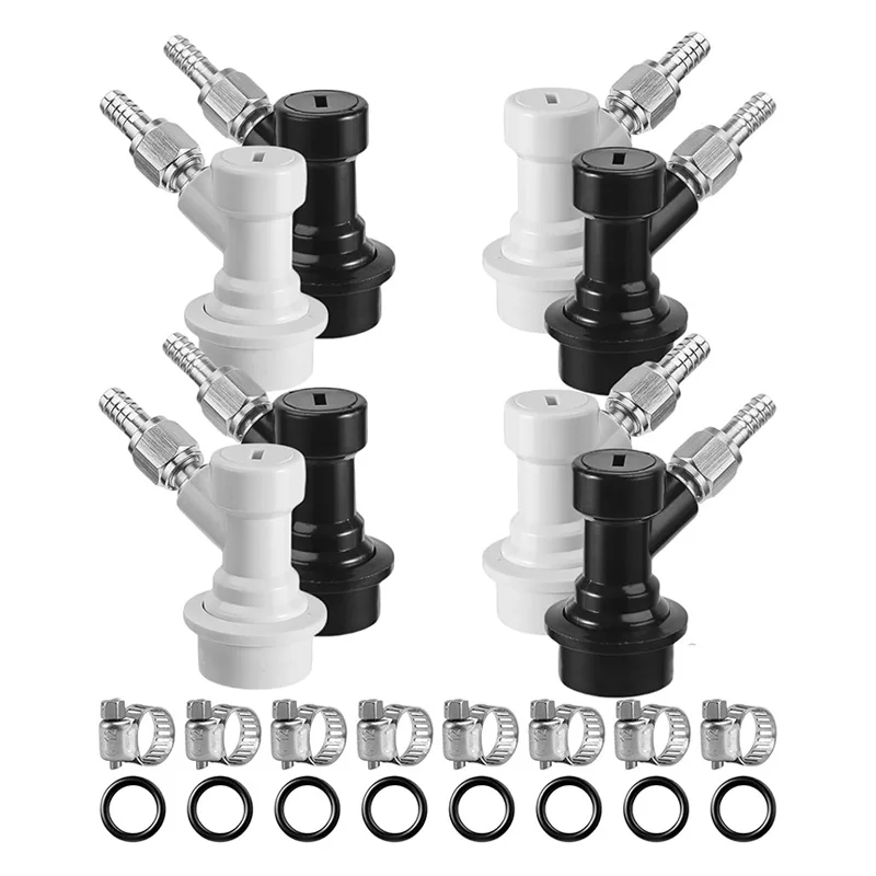 Juego de 4 pares de conectores de bola de desconexión rápida para barriles Cornelius, accesorios de dispensación para barriles Cornelius de elaboración casera, acoplador de poste para barriles