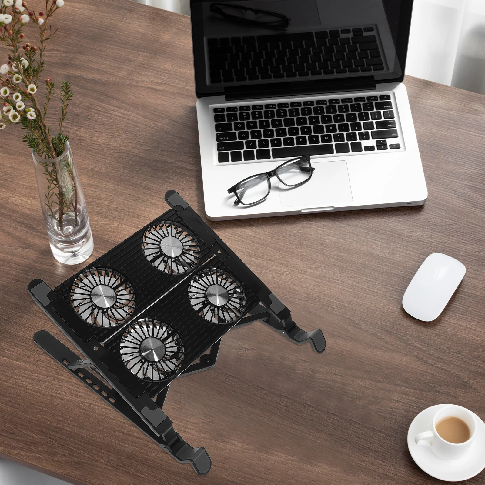 

4 Fans Black Foldable Gaming Laptop Cooling Pad Stand Fan for Desk Notebook Cooler Portable Space Saving Durability Plastic