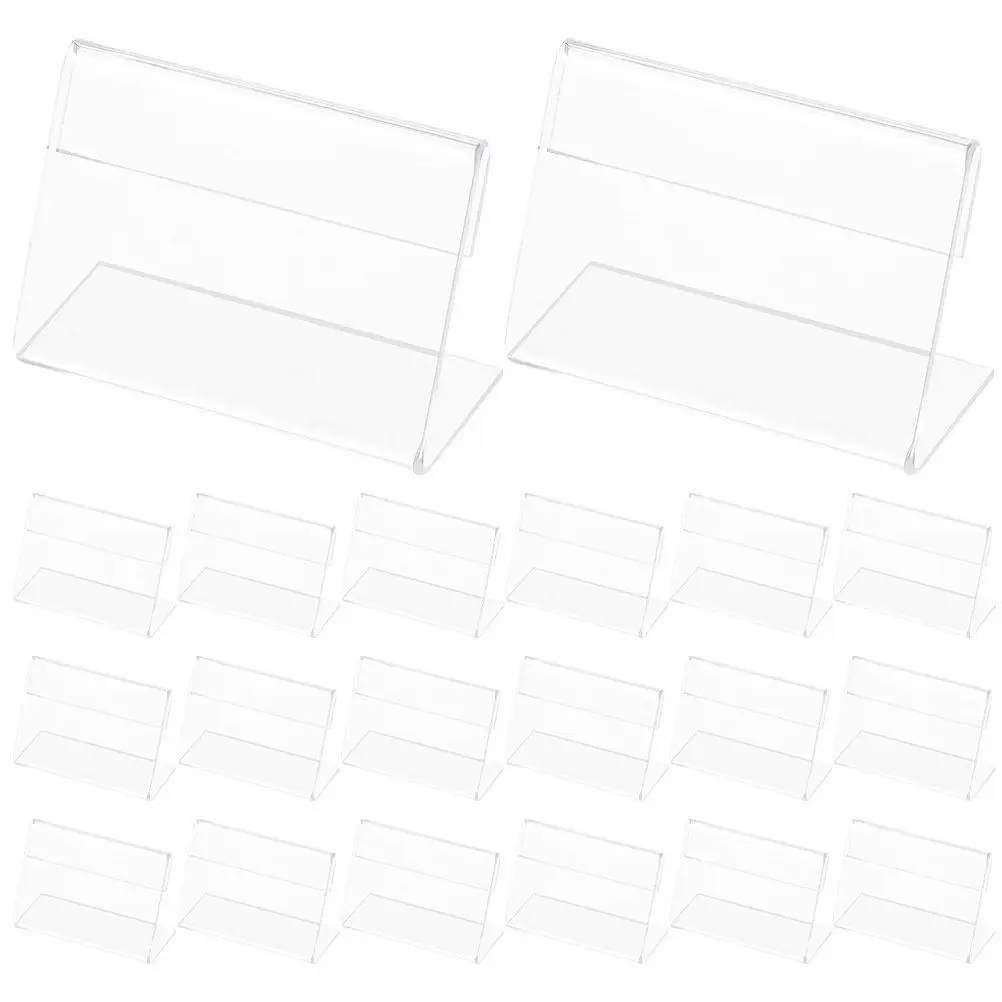 50Pcs Clear Acrylic Display Stands Horizontal L Shaped Mini Table Sign Holder Name Card Label Tent for Retail Office Event