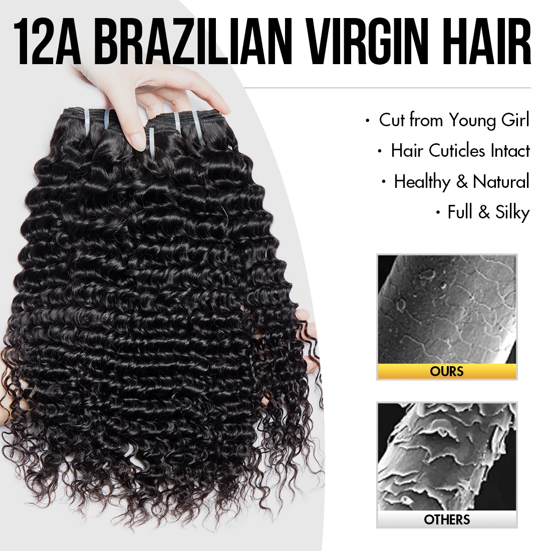 12A 딥 웨이브 번들(Hd 클로저 포함) 13X6 레이스 정면 번들 포함 딥 웨이브 100% 인간 헤어 번들 클로저 포함 곱슬머리