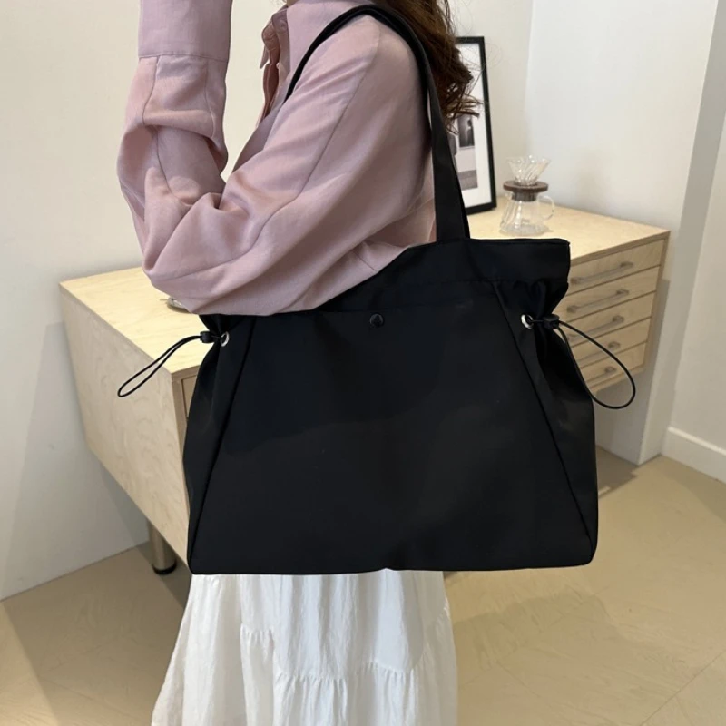 Canvas-Nylon-Tragetasche mit Kordelzug, große Kapazität, Handtasche, Alltagstasche, lässige Handtaschen, Umhängetaschen für Frauen, Arbeit, Pendeln