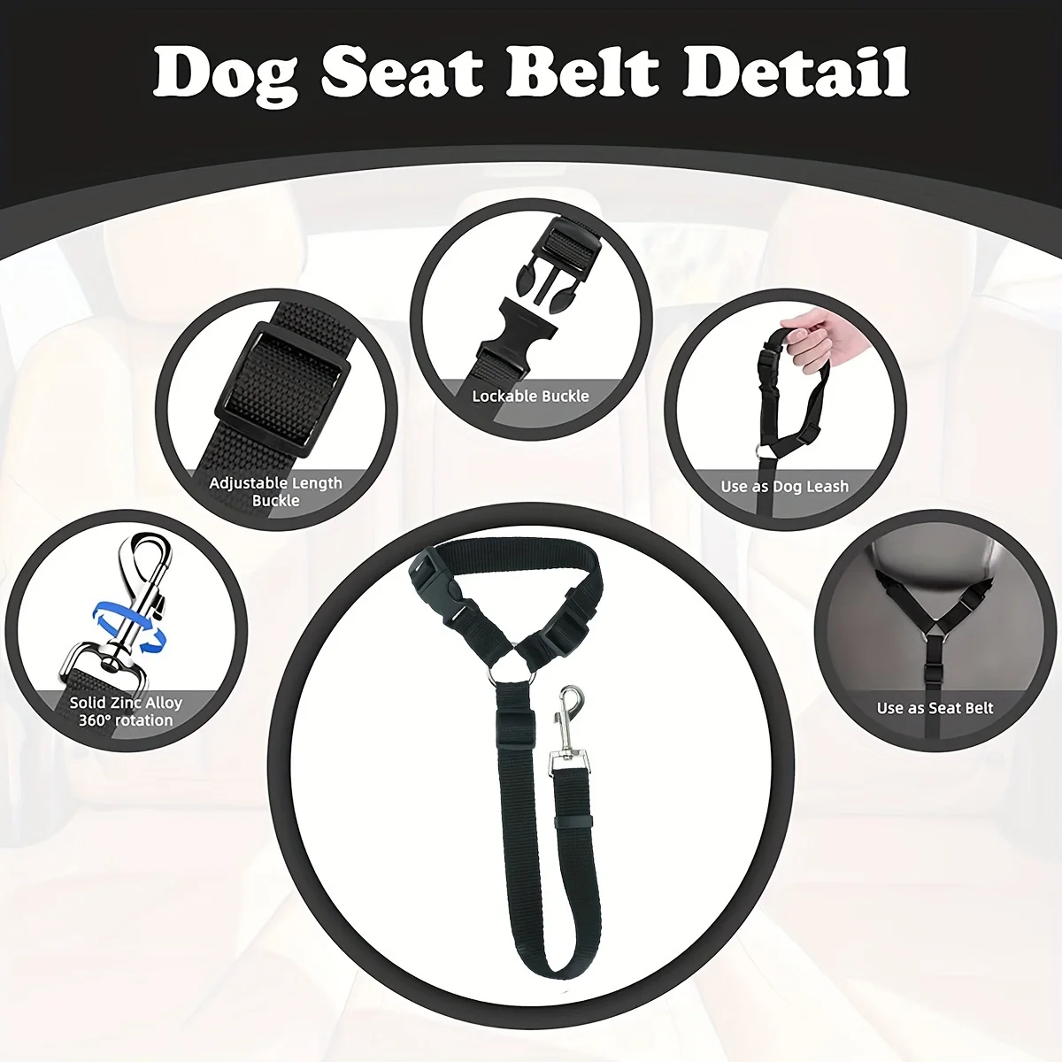 Ring Dog Car Seat Belt Durable Nylon Dog Seat Belt For Small Large Dogs Adjustable Lead Puppy Travel Car Safety Rope