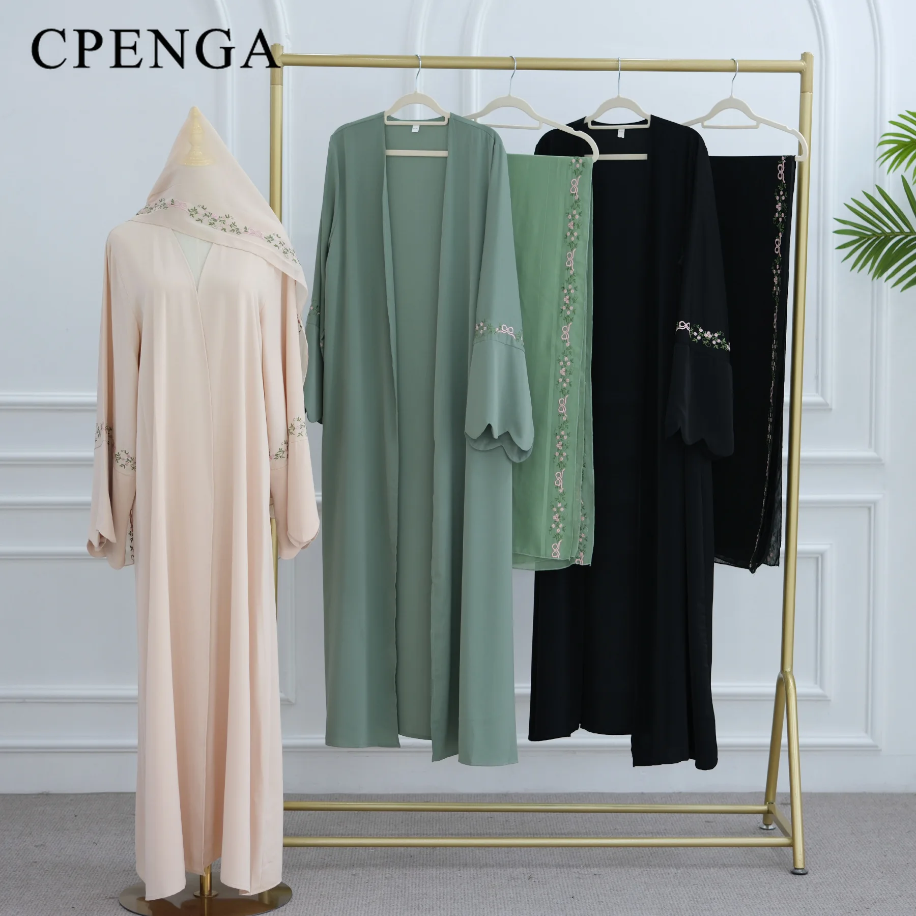 فستان حجاب فاخر مطرز بالزهور للنساء المسلمات أنيق دبي متواضع عباية عيد إسلامية جلابية تركيا قفطان رداء