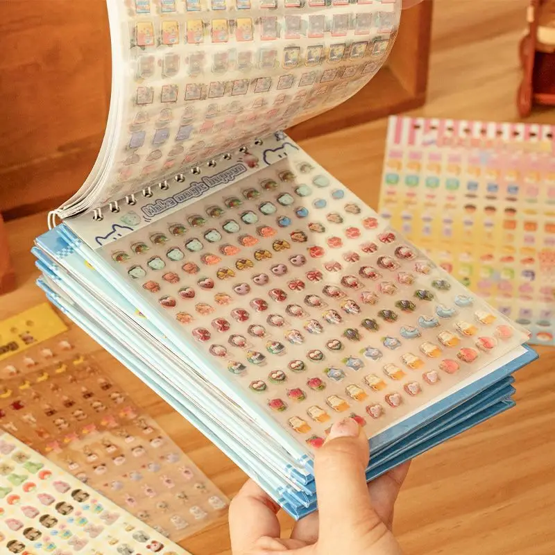

2500Pcs/book, Cute Macaron Small Nose Geche Film Sticker Book High Value Graffiti Ins Wind Material Sticker
