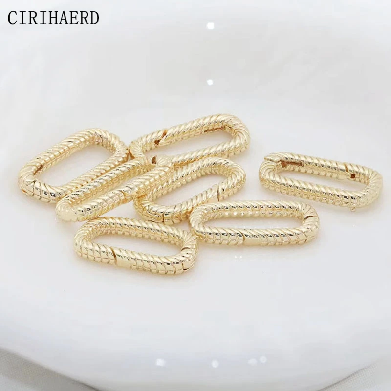 Fashion Jewelry End Buckle 14K Gold/Rhodium Plated Brass Square Buckle Bracelet Connector Clasps For DIY Jewelry Making Supplies