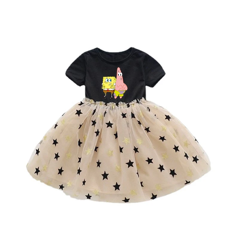 SpongeBob SquarePants Girls Dress Skirts Summer Cute Movie Anime Cartoon Baby Cosplay Princess Clothes Toddler Charm Puffy Skirt