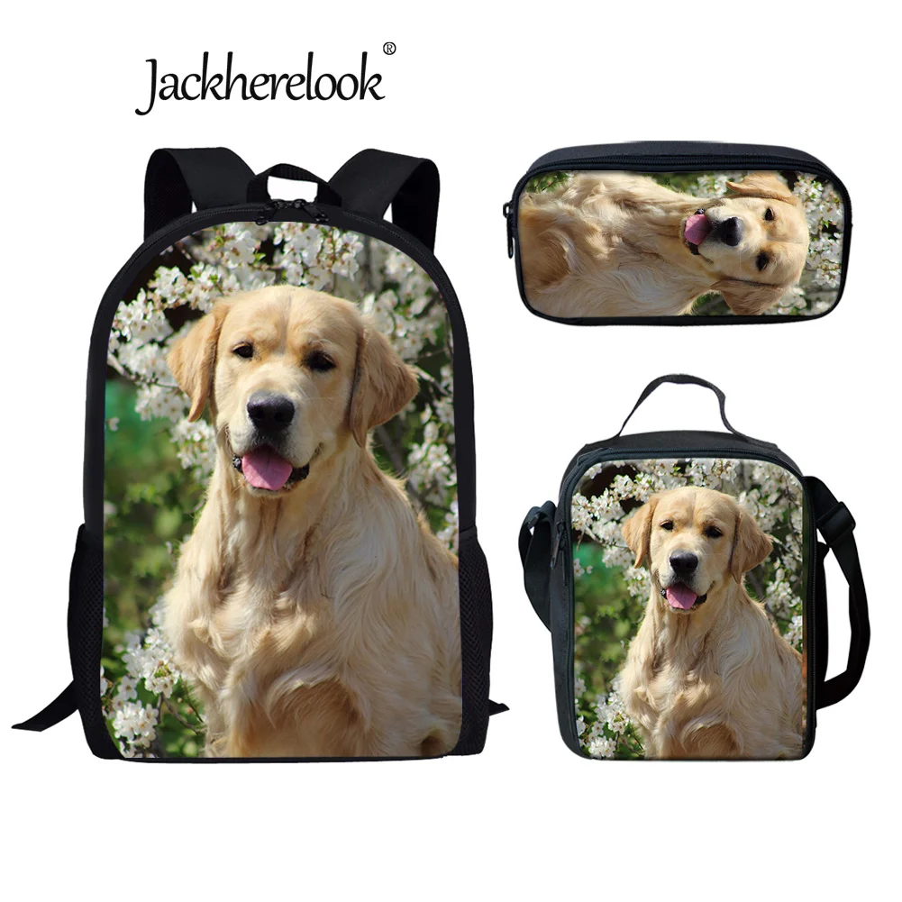 Jackherelook Dogs Pattern Teenagers School Bags Set Cute Animal Students Bookbag Cartoon Printing Kids Laptop Backpack Mochila