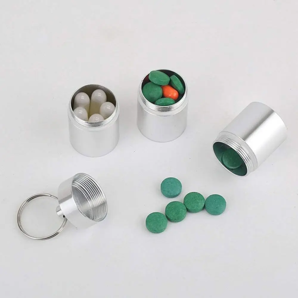 1Pc Waterproof Capsule Shape Aluminum Alloy Pill Case Medicine Storage Organizer Box Medicine Case Pill Box Pill Container