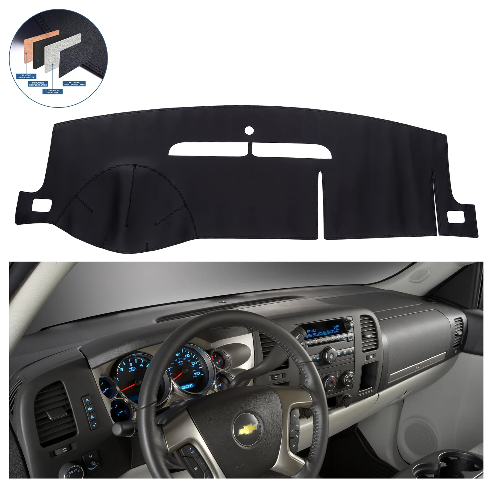 

For Chevrolet Silverado 2500 2007-2014 Dash Mat Dashboard Cover Pad Sun Shade Dash Board Cover Carpet