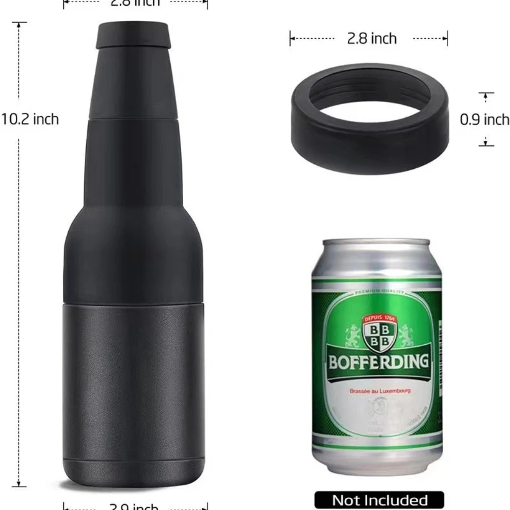 12oz 304 الفولاذ المقاوم للصدأ فحم الكوك يمكن البيرة خزان الباردة مع فتاحة الزجاجات طبقة مزدوجة فراغ معزول الترمس زجاجة برودة