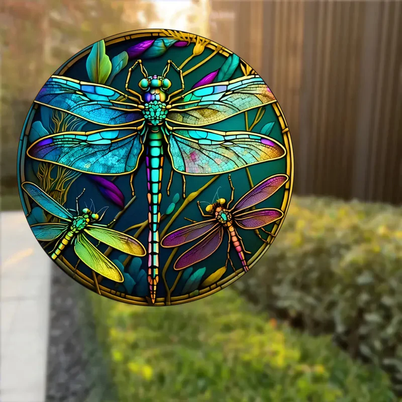 ملصقات زجاج نافذة الكتروستاتيكي من اليعسوب الملون ، ملصق زجاج تتشبث ثابت غير لاصق ، مضاد للتصادم ، ديكور منزلي RV ، #7