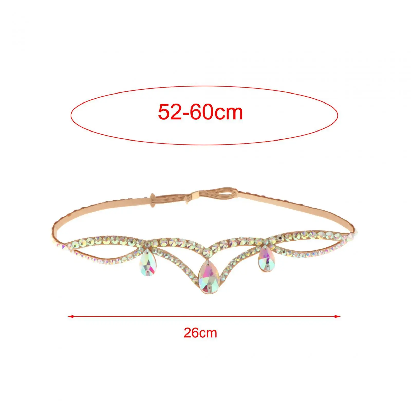 Rhinestone Belly Dance Headpiece Adjustable Forehead Headpiece Head Chain for Performance Belly Dance Stage Festival Adult Teen