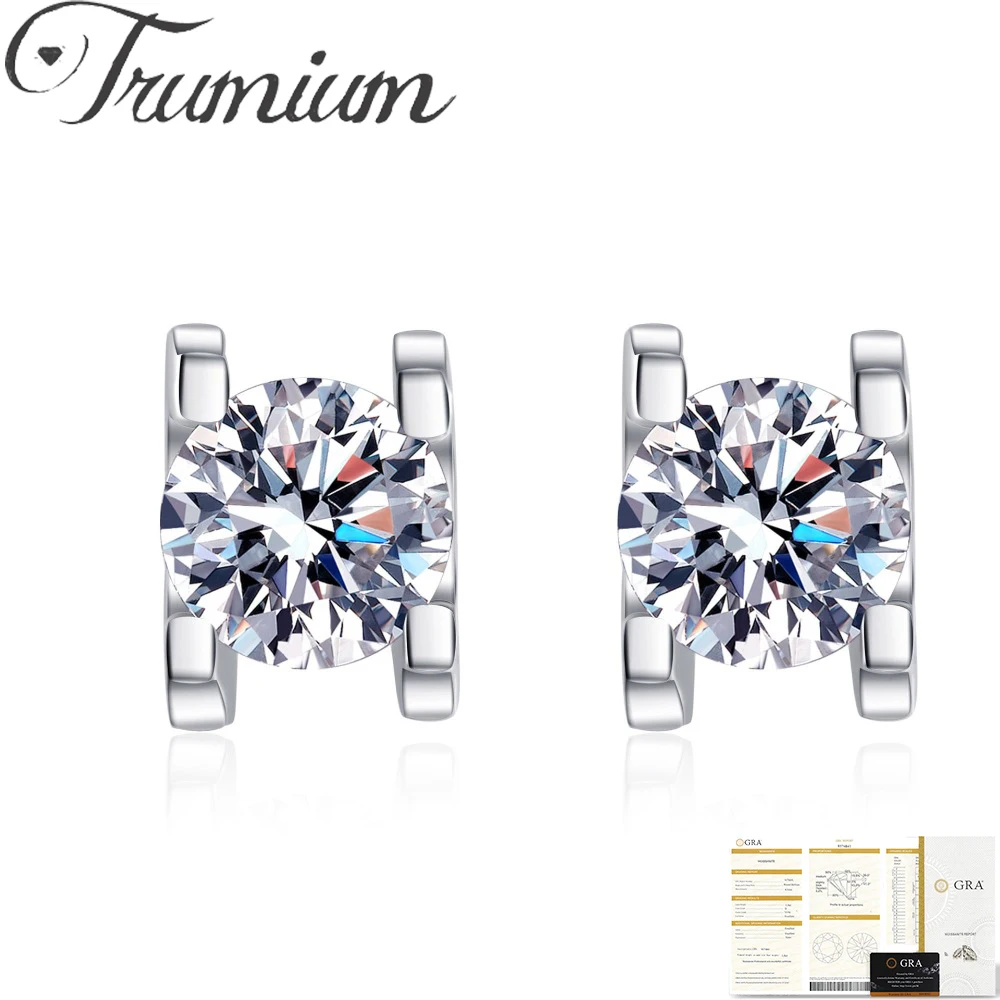 

Классические серьги-гвоздики Trumium с 4 зубцами и круглым муассанитом для женщин, гипоаллергенные, из стерлингового серебра 925 пробы, изящные свадебные украшения, подарок