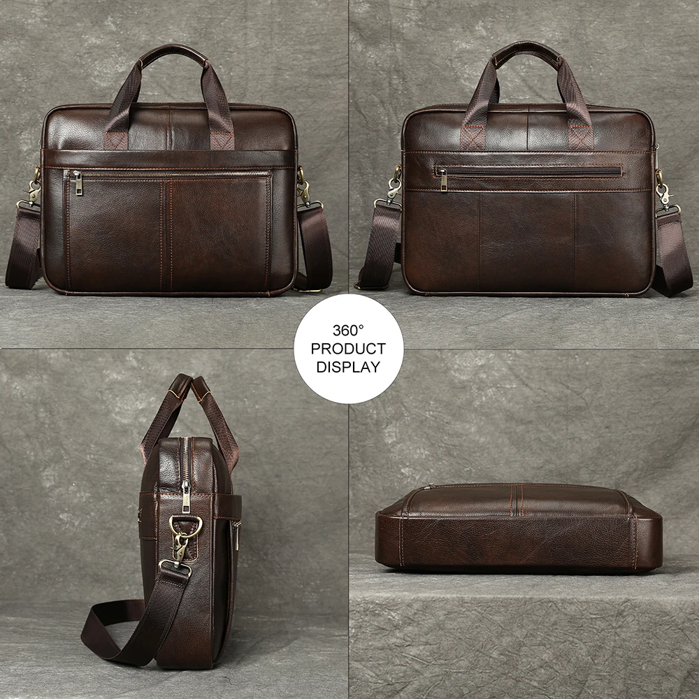 WESTAL Borsa per laptop in pelle al 100% 15.6 Valigette da uomo Borsa a tracolla in vera pelle per borse da uomo Borse firmate per documenti A4