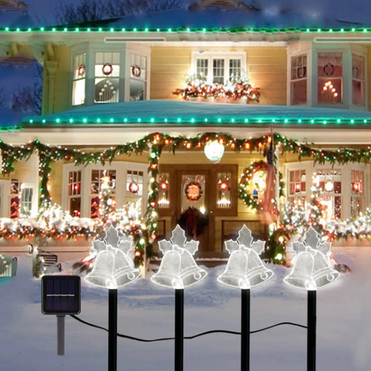 4Pcs Christmas Atmosphere Solar Path Light Pattern Outdoor Waterproof Landscape Lamp Perfect For Home Garden Patio Pool Decor