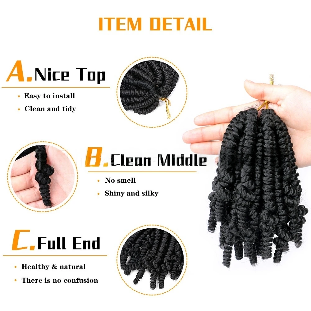 قصيرة العاطفة تويست الضفائر 6 بوصة كروشيه اصطناعي جديلة أسود براون تجديل رقيق الربيع تويست الشعر التمديد للنساء السود #3