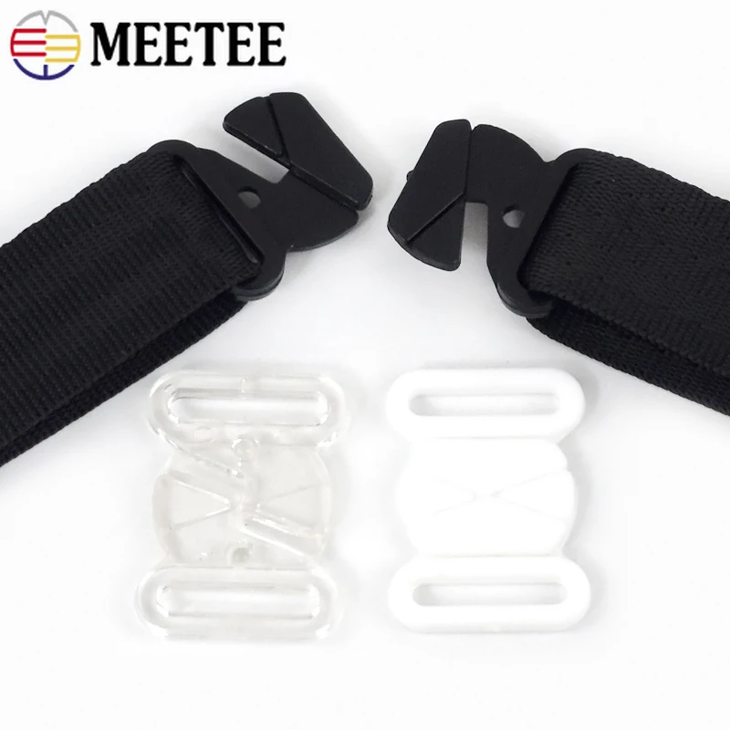 100/200Sets 18mm Plastic Resin Bra Buckles Transparent Underwear Connect Adjust Hook Clasp Bikini Clip Button Decorative Buckle