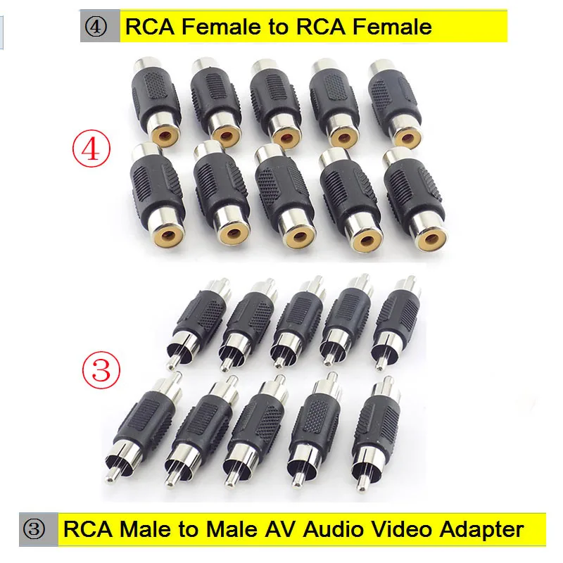 5pcs BNC Connector RCA Female Male Coax Cabling Adapter CCTV Camera Security System Surveillance AV Video Adapter Cable