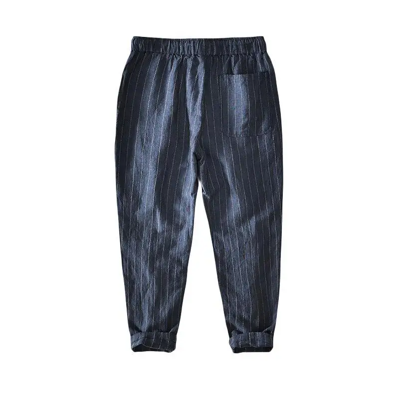 Men Drawstring Stripe Thin Casual Pencil Ankle-Length Pants Pocket Hip Hop Joggers Cargo Workout Trousers Sweatpants Streetwear