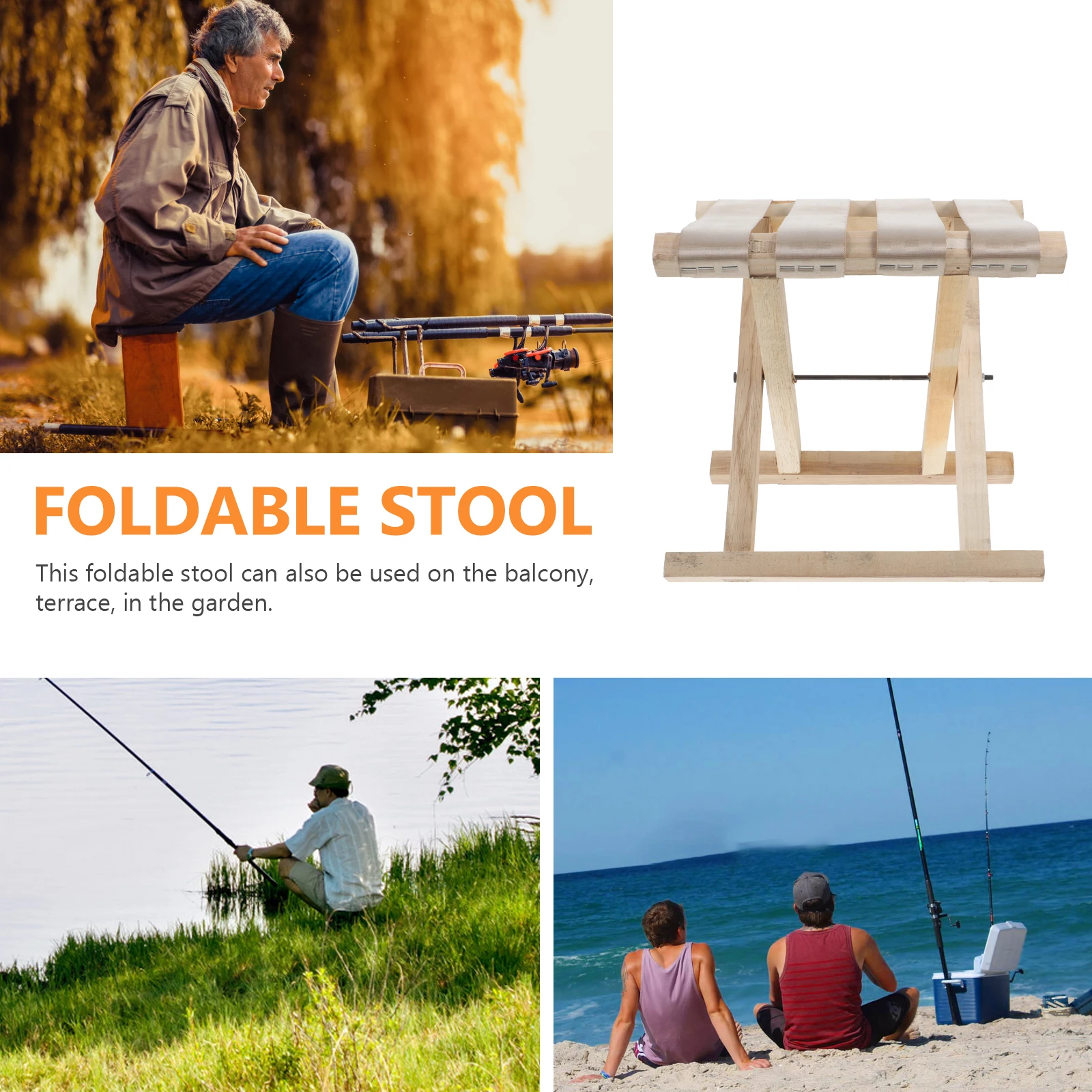 

Portable Folding Stool Camping Chair Foldable Adults Small Bench Shallow Color 28cm Height Outdoor Fishing Wooden Seat