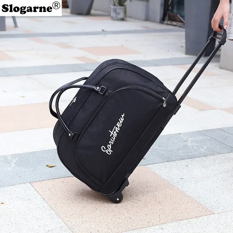 Women Large Capacity Travel Duffels Wheels Roll Luggage Bag Men Traval Trolley Bags Unisex Wheels Suitcase Handbag Travel Tote