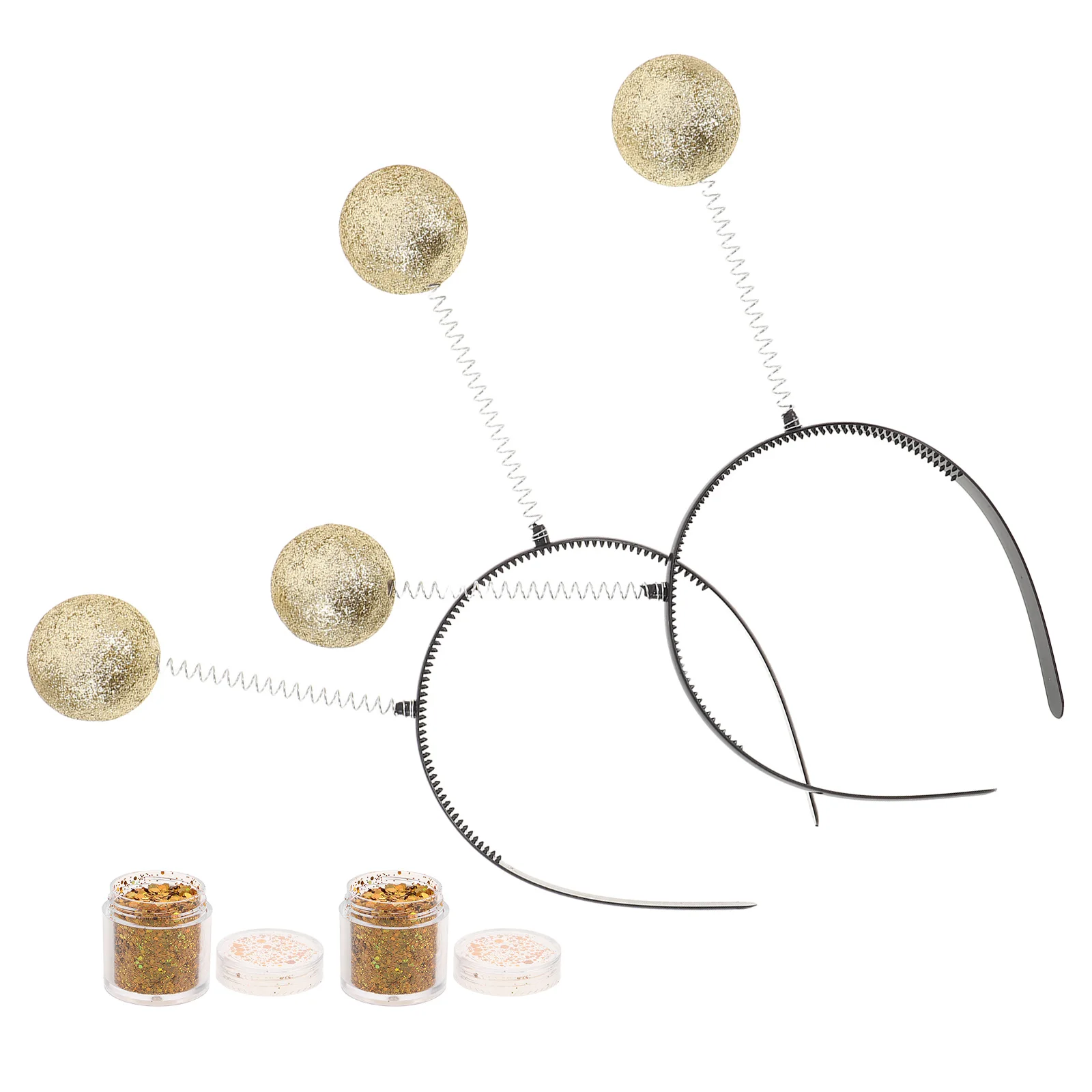 

2Sets Glitter Martian Antenna Headband Costume Set Shimmery Ball Boppers Accessory for Women Cosplay Stage Party Wear