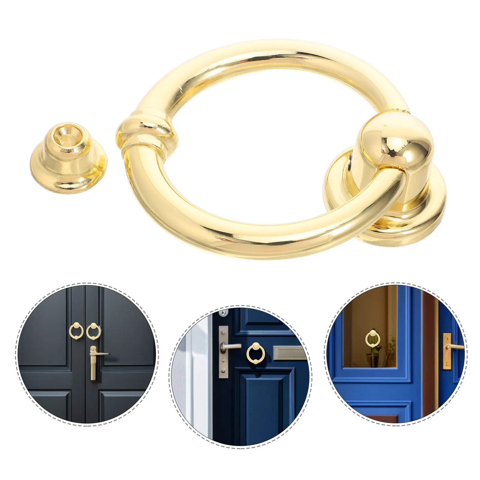 

Alloy Door Knocker Round Ring Design Contemporary Chic Exterior Door Decoration Heavy Duty Zinc Construction for Front Entry