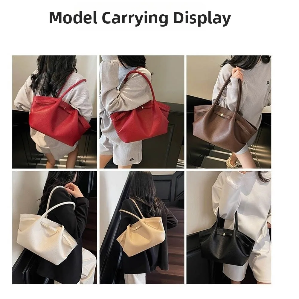 

Fashion French PU Shoulder Bag Solid Color PU Leather Women Tote Bag Commute Lychee Pattern Underarm Bag Daily Use