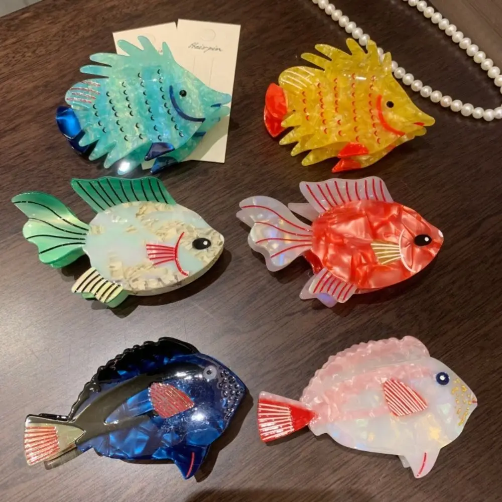 

Заколка для волос в виде золотой рыбки, ацетат, крупная, геометрическая, морская тематика, заколка-акула, корейский стиль, аксессуар для волос